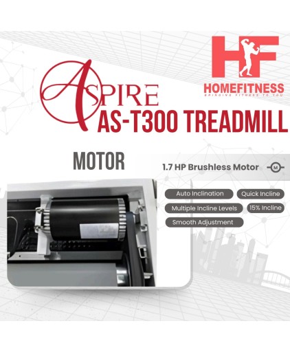 (Pre Order 31/01/26) Aspire AS-T300 Treadmill w 5 Years Warranty Touch Screen Console / 2.5CHP DC Motor/ 15% Inclination/ 15 Program)