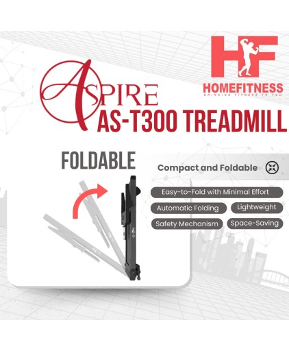 (Pre Order 31/01/26) Aspire AS-T300 Treadmill w 5 Years Warranty Touch Screen Console / 2.5CHP DC Motor/ 15% Inclination/ 15 Program)