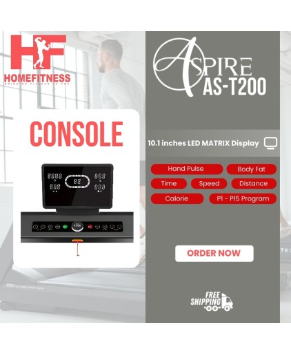 Aspire AS-T200 Treadmill  w 5 Years Warranty (LED Console/ Bluetooth/ 2.5CHP DC Motor/ 15% Inclination)