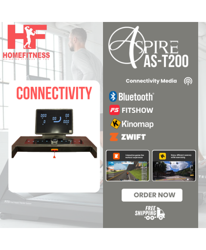 Aspire AS-T200 Treadmill  w 5 Years Warranty (LED Console/ Bluetooth/ 2.5CHP DC Motor/ 15% Inclination)