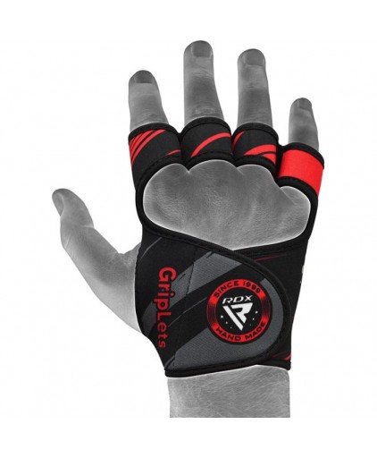 RDX R1 Weightlifting Grip w Short Strap in Red