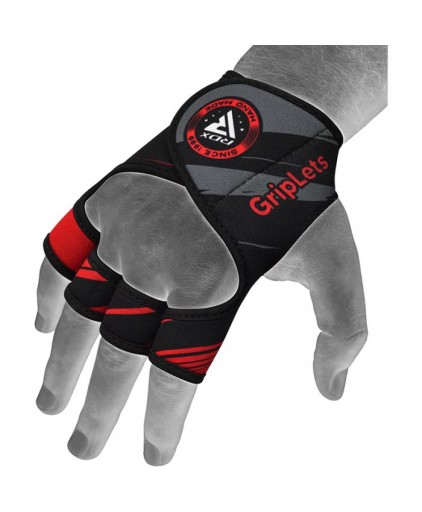 RDX R1 Weightlifting Grip w Short Strap in Red