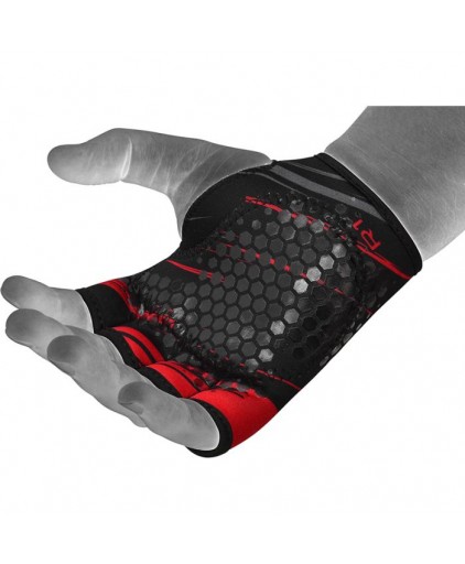 RDX R1 Weightlifting Grip w Short Strap in Red