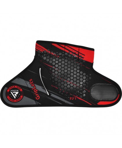 RDX R1 Weightlifting Grip w Short Strap in Red
