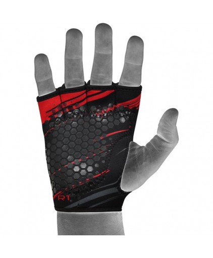 RDX R1 Weightlifting Grip w Short Strap in Red