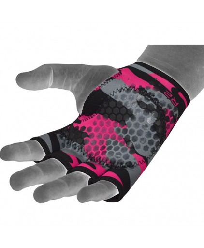 RDX R2 Weightlifting Grip w Short Strap in Pink