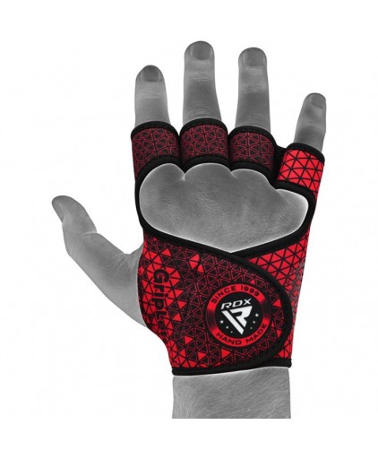 RDX R3 Weightlifting Grip w Short Strap in Red