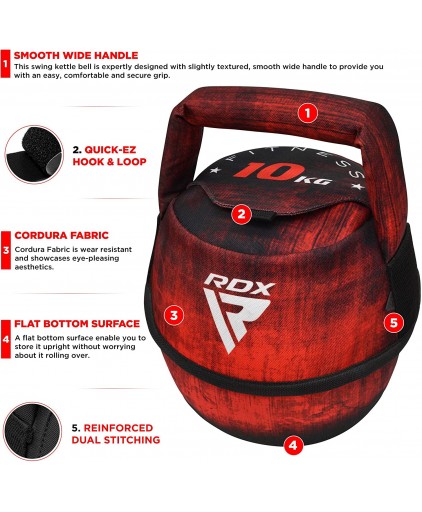 RDX F1 Sand Filled Kettlebell in Red/Black (4-10KG)