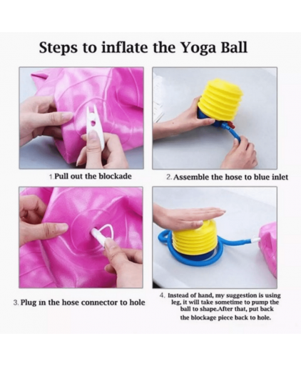 Vigfit Anti-burst Gym Ball with Foot Pump (Purple, Blue & Pink)