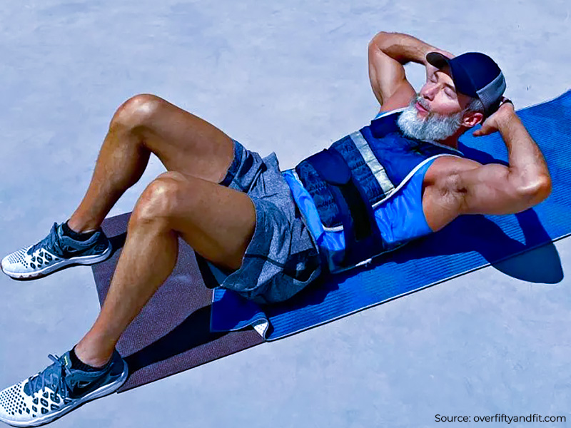 Sit up workout with weighted vest